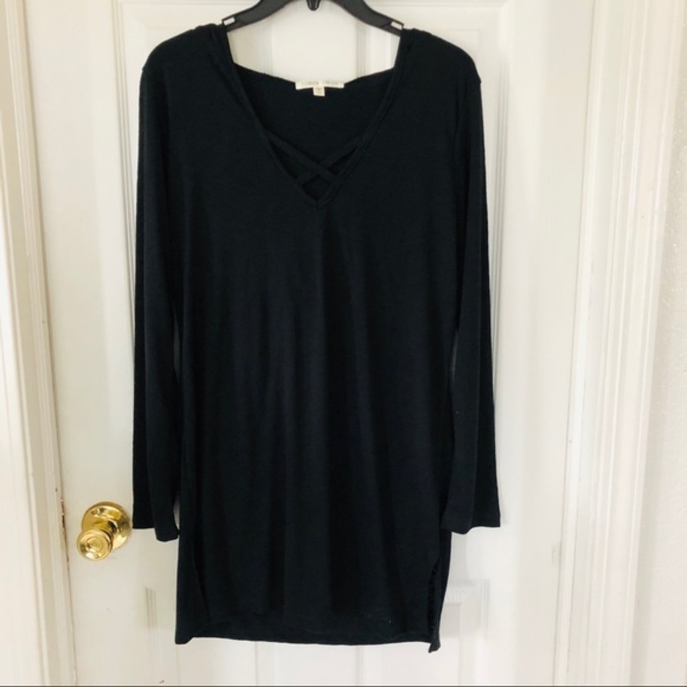 NWOT MIKEN SWIM black hooded long sleeve swim cover up SIZE XS